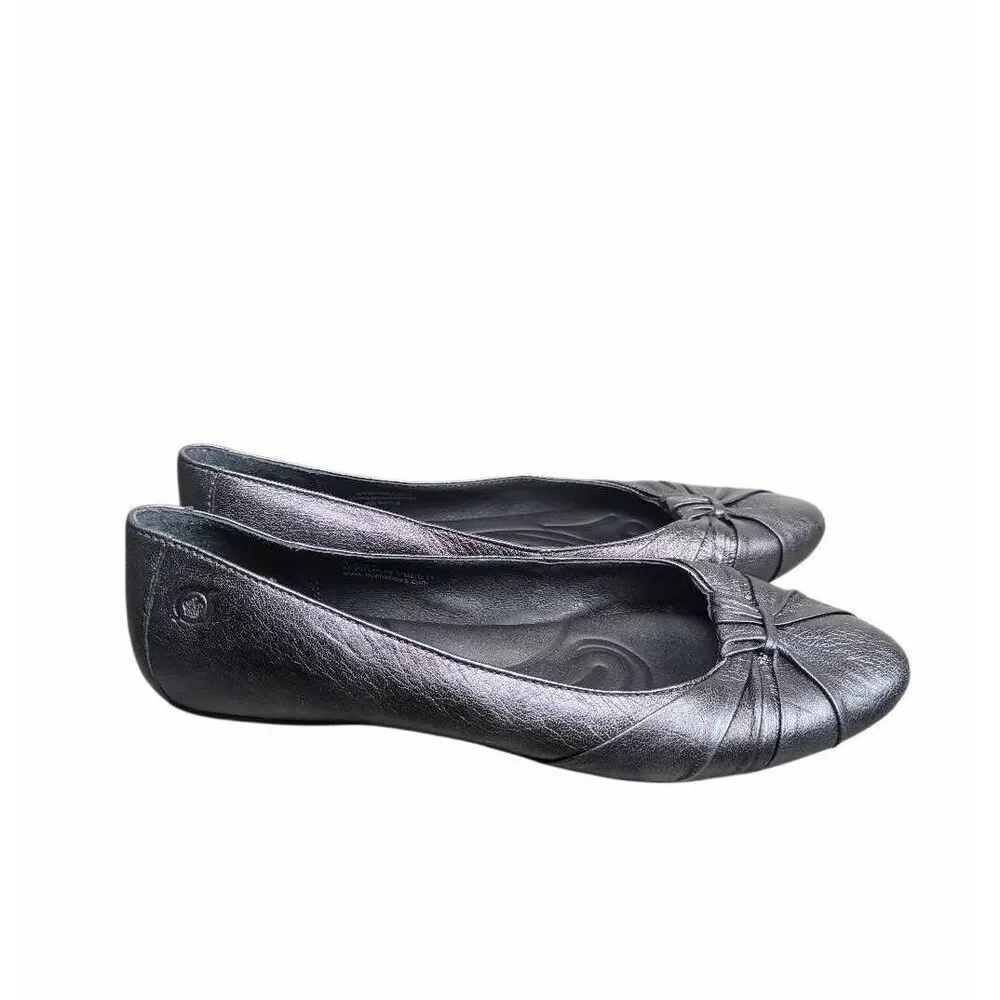 Born Adeline gunmetal silver metallic leather flats womens 9.5